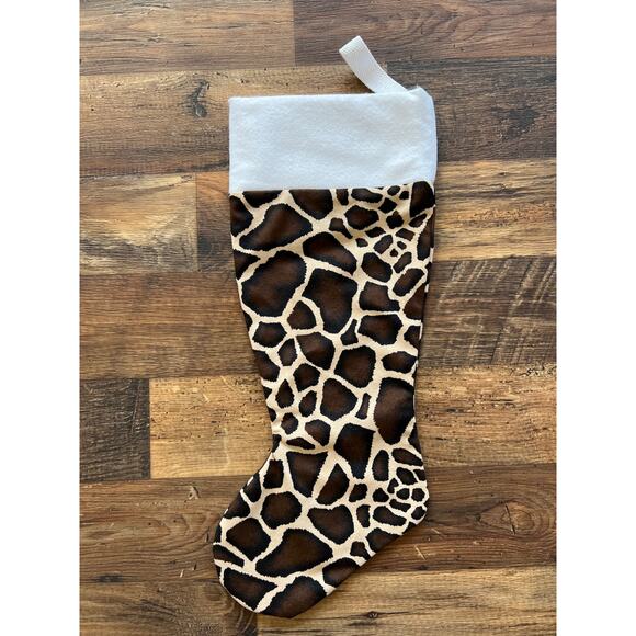 Giraffe Animal Print Christmas Stocking Handmade 21" Long - Picture 1 of 1